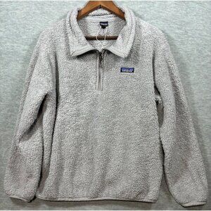 Patagonia Womens Grey Sherpa Fleece 1/4 Zip Pullover Jacket Size L